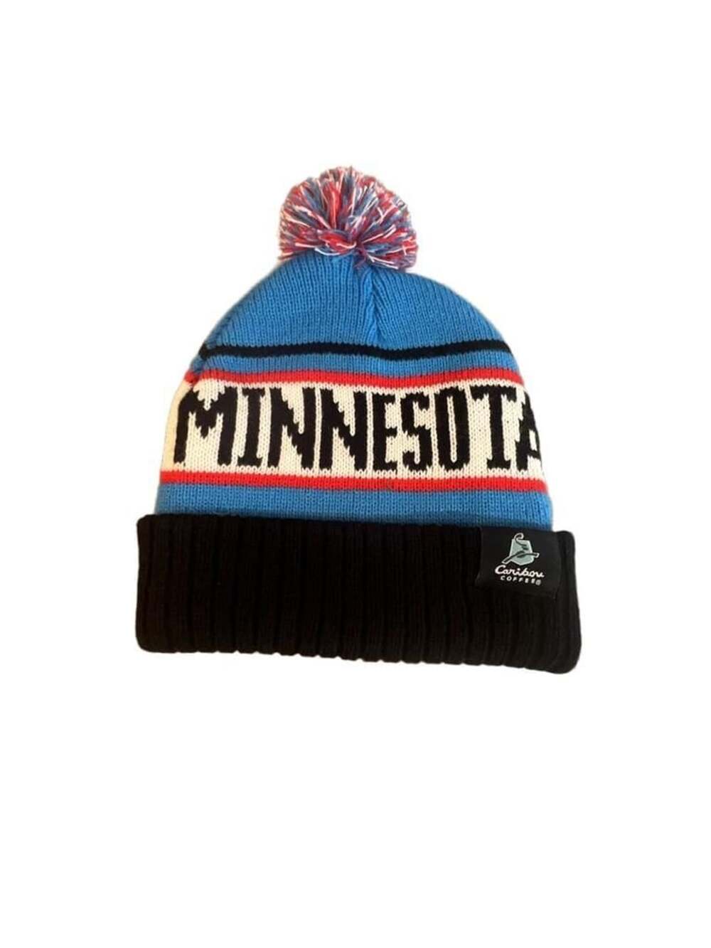 Minnesota Twins Caribou Coffee Beanie Hat OSFM Blue Pom Cuffed Winter Knit